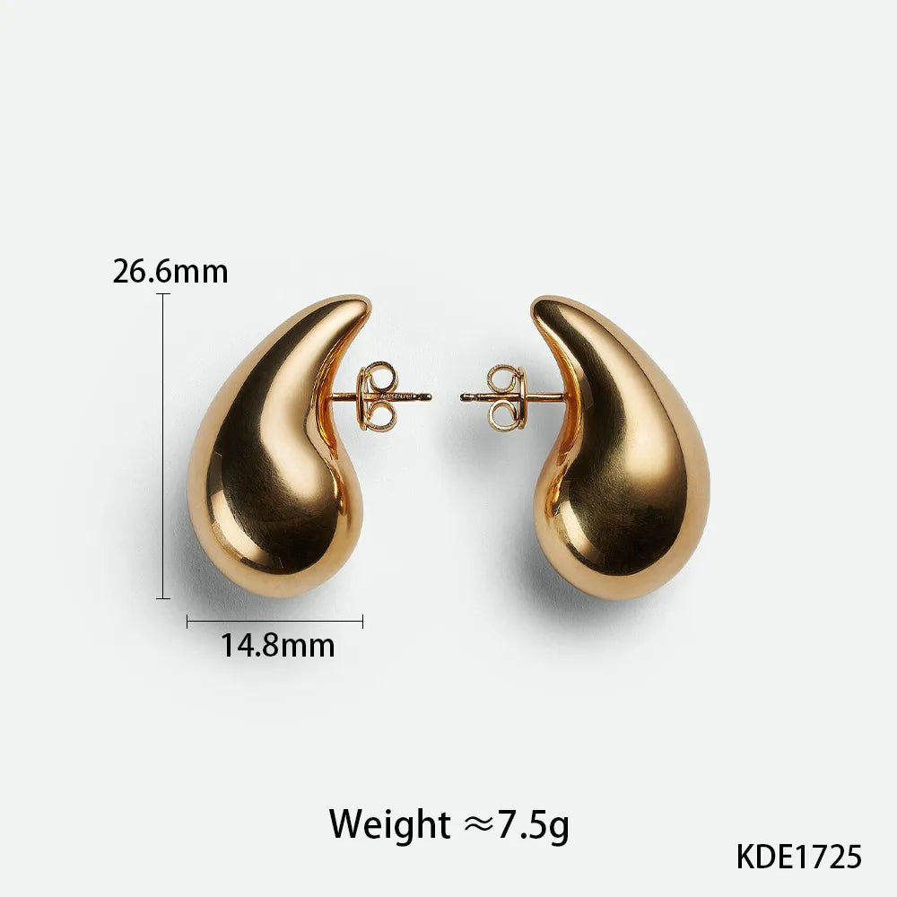 1 Pair Simple Style Water Droplets Plating 304 Stainless Steel 16K Gold Plated White Gold Plated Gold Plated Ear Studs