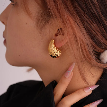 1 Pair Simple Style Water Droplets Plating Stainless Steel Gold Plated Ear Studs