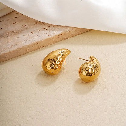 1 Pair Simple Style Water Droplets Plating Stainless Steel Gold Plated Ear Studs