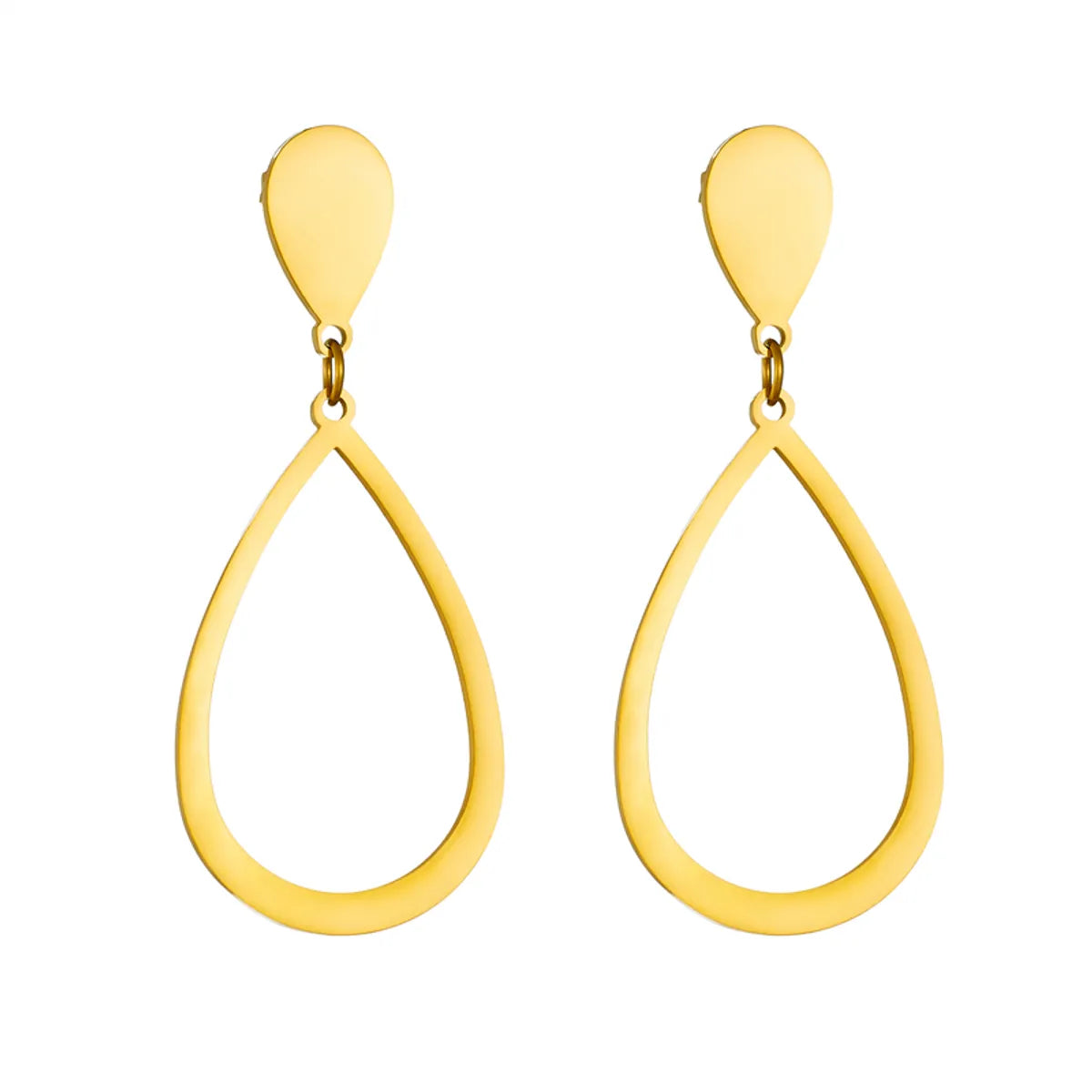 1 Pair Simple Style Water Droplets Plating Titanium Steel 18k Gold Plated Drop Earrings