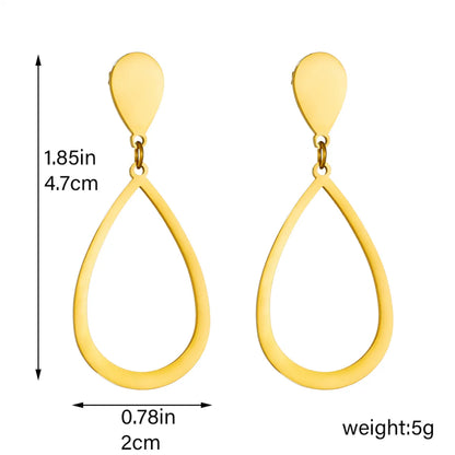 1 Pair Simple Style Water Droplets Plating Titanium Steel 18k Gold Plated Drop Earrings