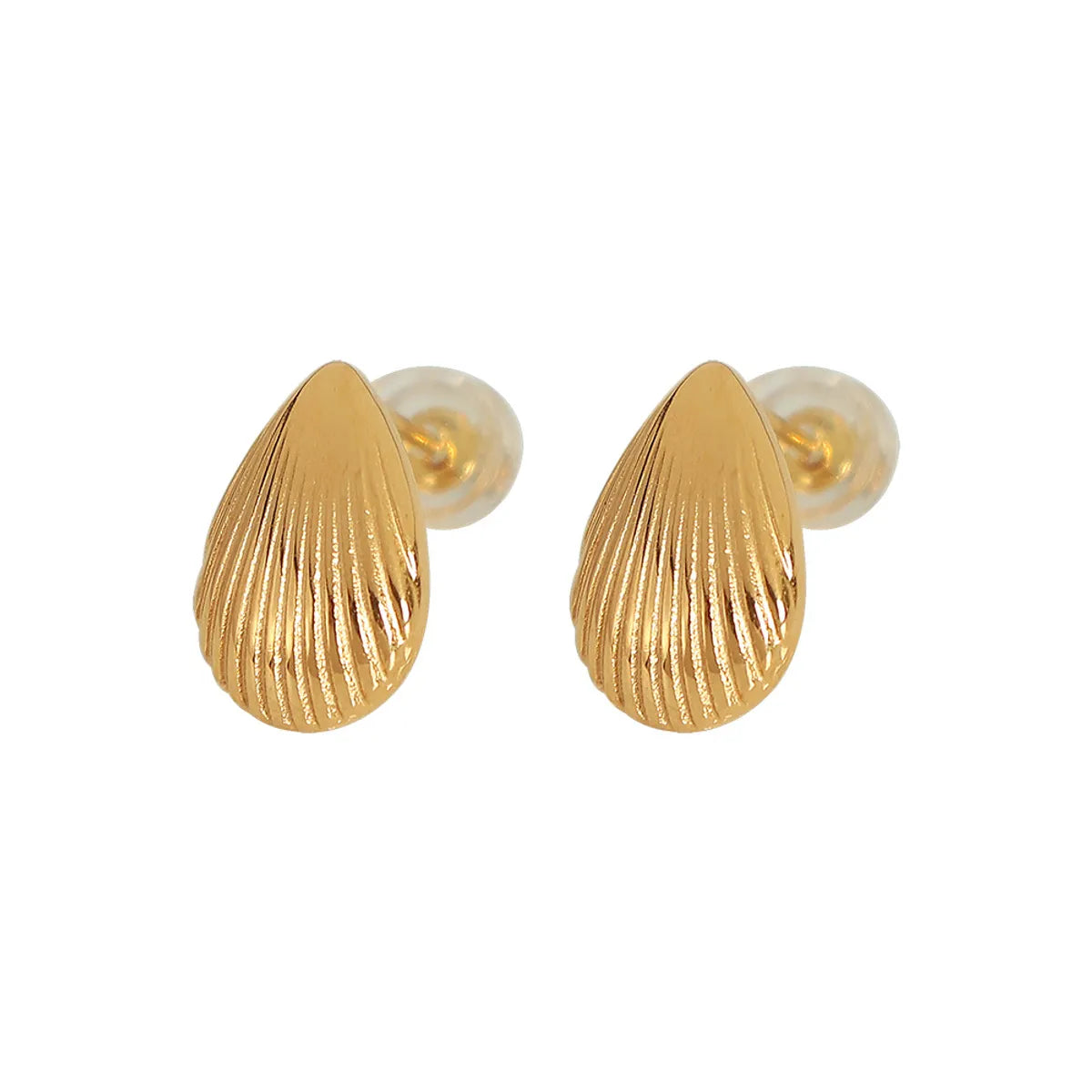 1 Pair Simple Style Water Droplets Plating Titanium Steel Ear Studs