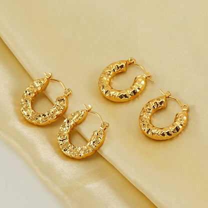 1 Pair Simple Style Water Droplets Polishing Gold Plated Stainless Steel 18k Gold Plated Earrings