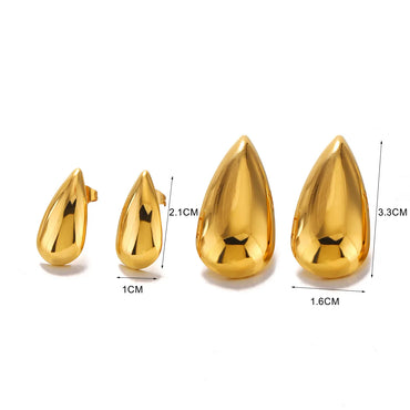 1 Pair Simple Style Water Droplets Polishing Plating 304 Stainless Steel 18K Gold Plated Ear Studs