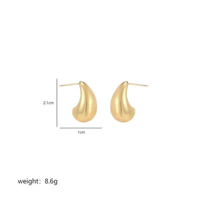 1 Pair Simple Style Water Droplets Polishing Plating Copper 18k Gold Plated Ear Studs