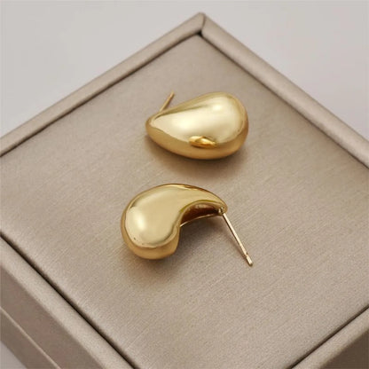 1 Pair Simple Style Water Droplets Polishing Plating Copper 18k Gold Plated Ear Studs