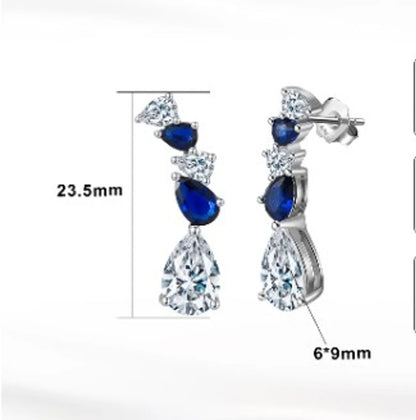 1 Pair Simple Style Water Droplets Polishing Plating Inlay Sterling Silver Zircon Drop Earrings