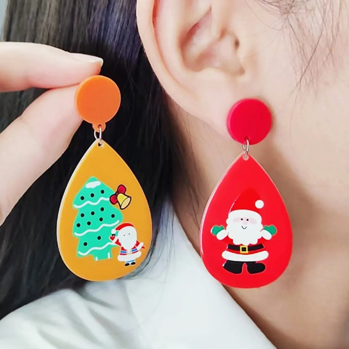 1 Pair Simple Style Water Droplets Printing Arylic Drop Earrings