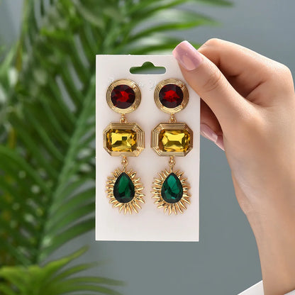 1 Pair Simple Style Water Droplets Rhinestone Inlay Rhinestones Women's Drop Earrings