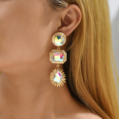 1 Pair Simple Style Water Droplets Rhinestone Inlay Rhinestones Women's Drop Earrings