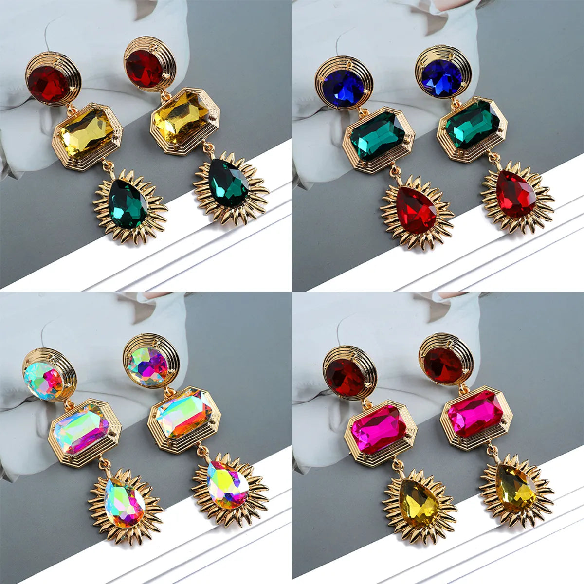 1 Pair Simple Style Water Droplets Rhinestone Inlay Rhinestones Women's Drop Earrings