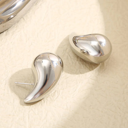 1 Pair Simple Style Water Droplets Solid Color Alloy Plastic Ear Studs