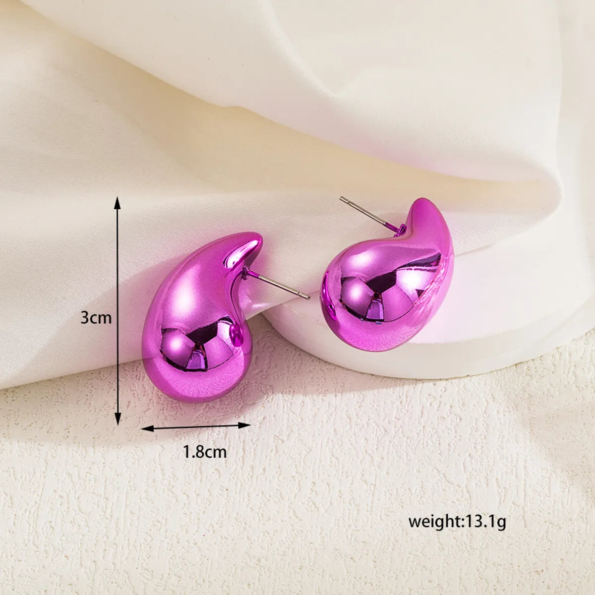 1 Pair Simple Style Water Droplets Spray Paint Stainless Steel Arylic Ear Studs