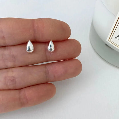 1 Pair Simple Style Water Droplets Sterling Silver Plating Ear Studs