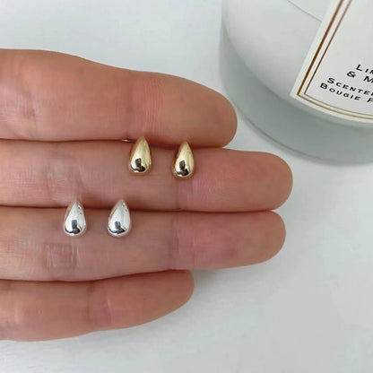 1 Pair Simple Style Water Droplets Sterling Silver Silver Plated Ear Studs