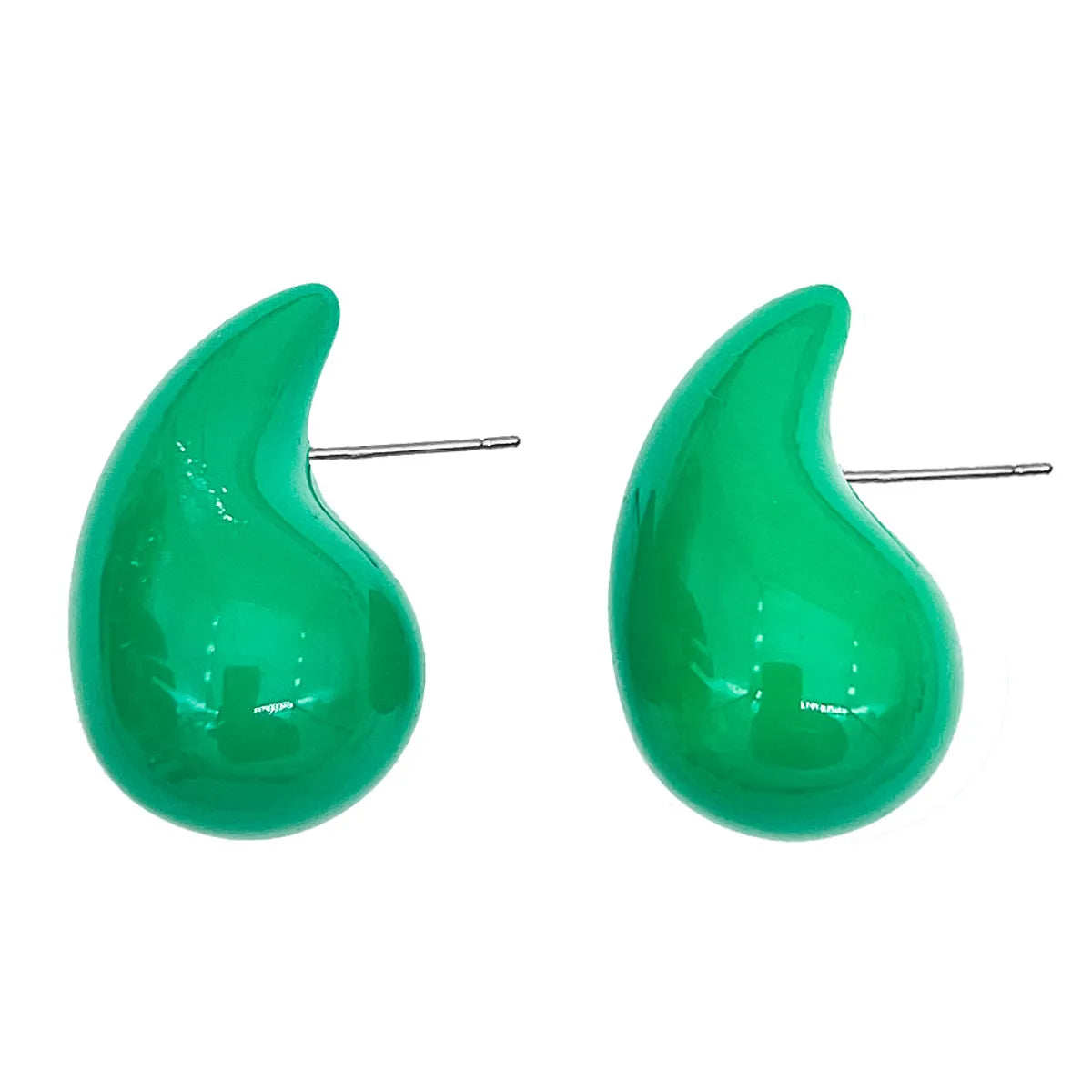 1 Pair Simple Style Water Droplets Stoving Varnish Ccb Ear Studs