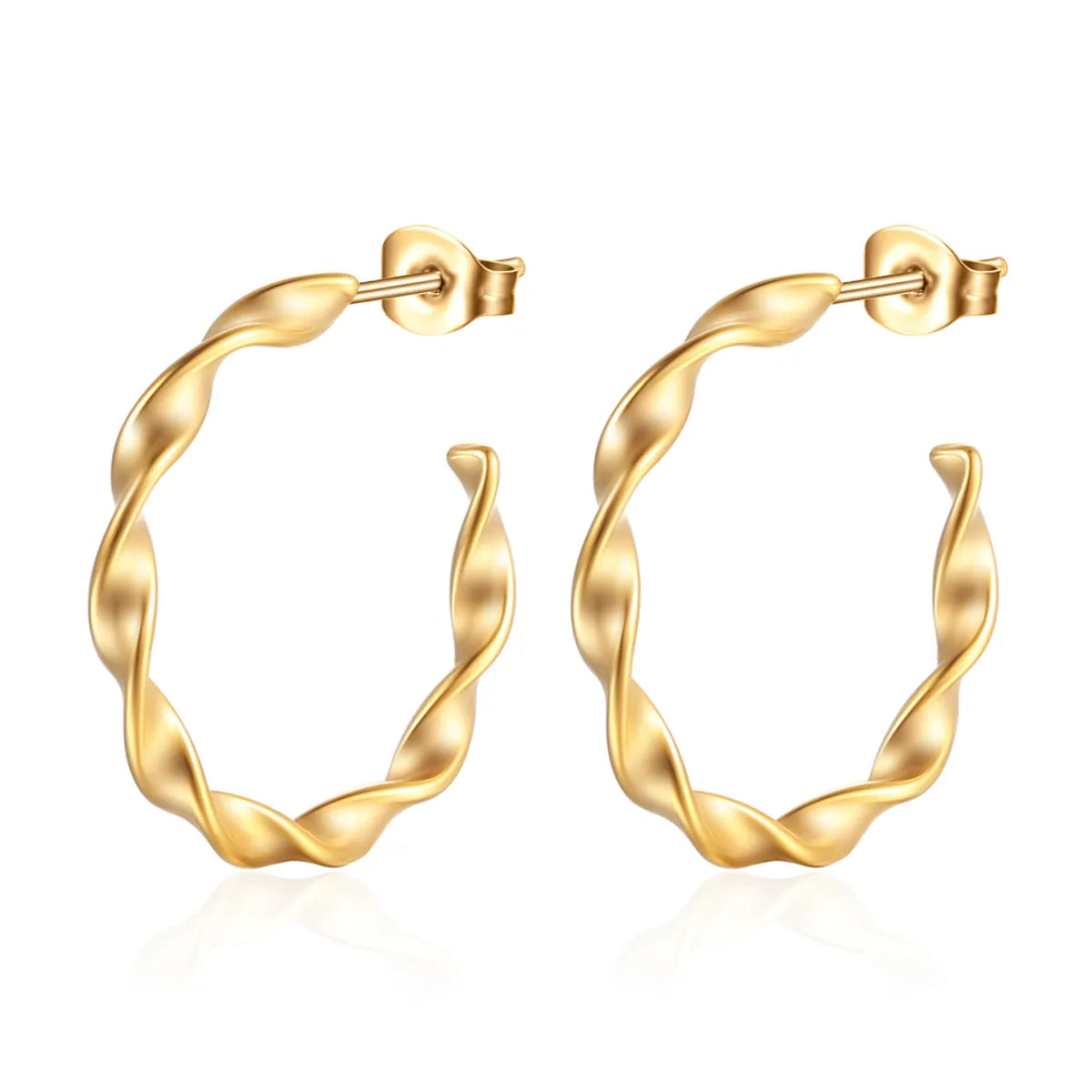 1 Pair Simple Style Waves Plating Stainless Steel 18k Gold Plated Ear Studs