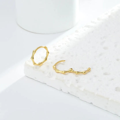 1 Pair Simple Style Waves Plating Sterling Silver Gold Plated Earrings