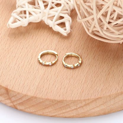 1 Pair Simple Style Waves Solid Color Plating Inlay Sterling Silver Zircon White Gold Plated Gold Plated Earrings