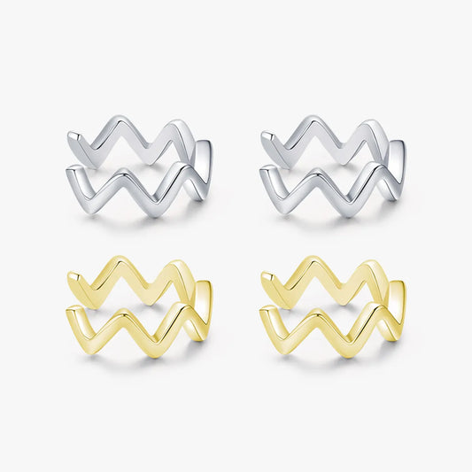 1 Pair Simple Style Waves Plating Sterling Silver 14k Gold Plated Rhodium Plated Ear Clips