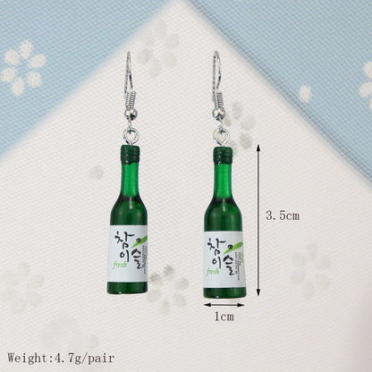 1 Pair Simple Style Wine Bottle Plastic Resin Patchwork Women's Earrings