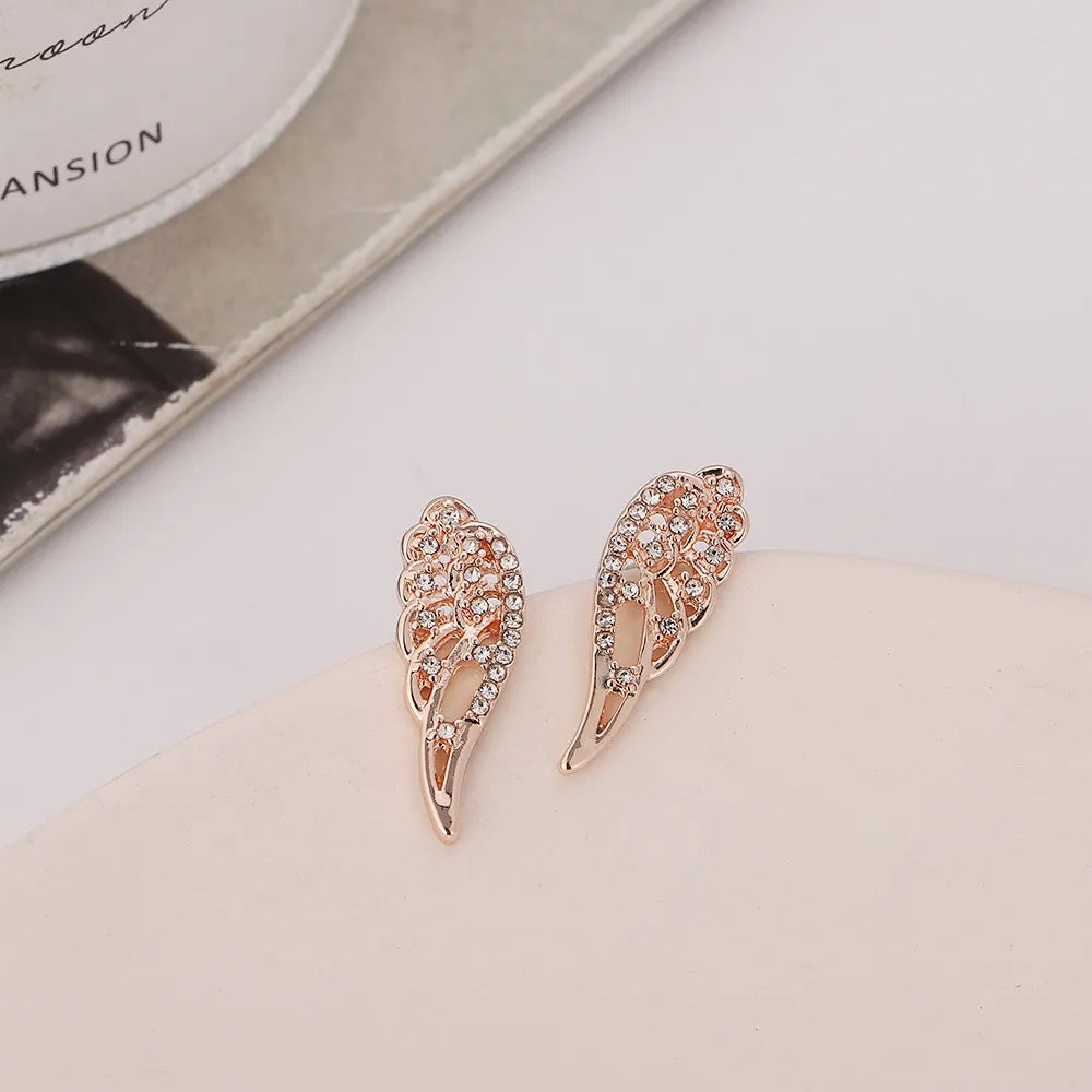 1 Pair Simple Style Wings Alloy Rhinestone Women'S Ear Studs