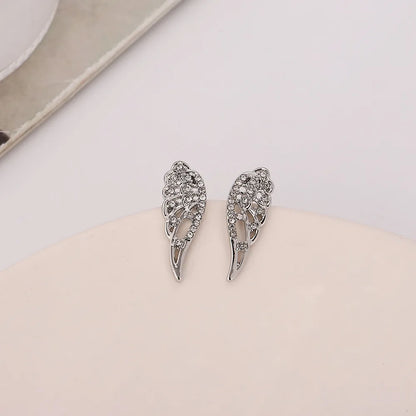 1 Pair Simple Style Wings Alloy Rhinestone Women'S Ear Studs