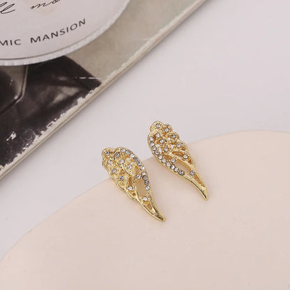 1 Pair Simple Style Wings Alloy Rhinestone Women'S Ear Studs