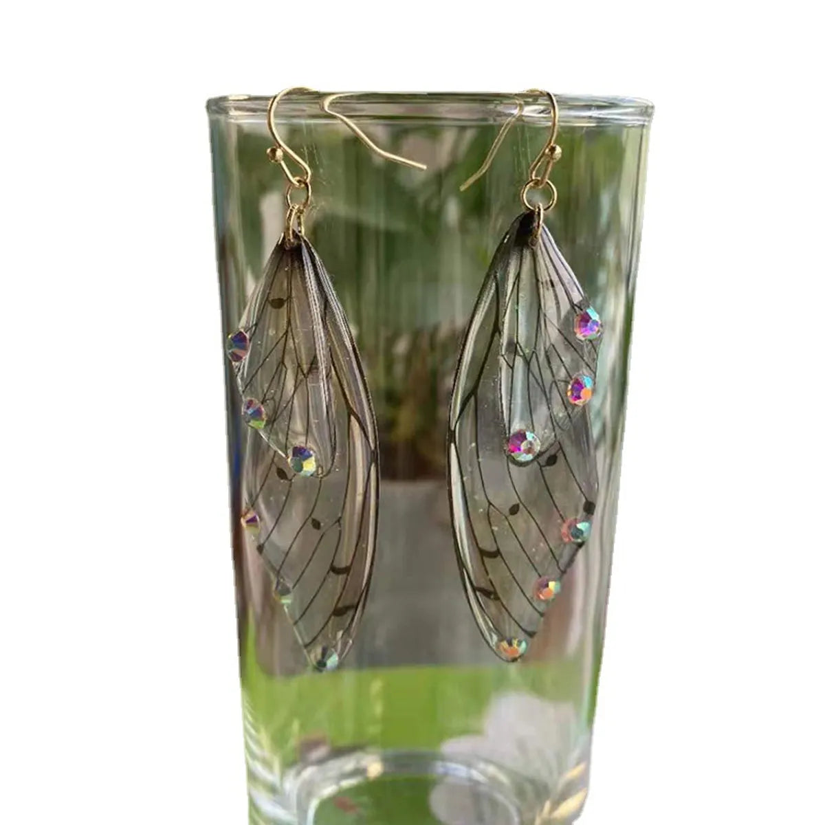 1 Pair Simple Style Wings Copper Epoxy Women'S Drop Earrings