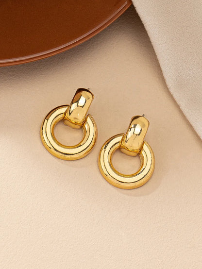 1 Pair Solid Color Classic Style Circle Alloy Ear Studs