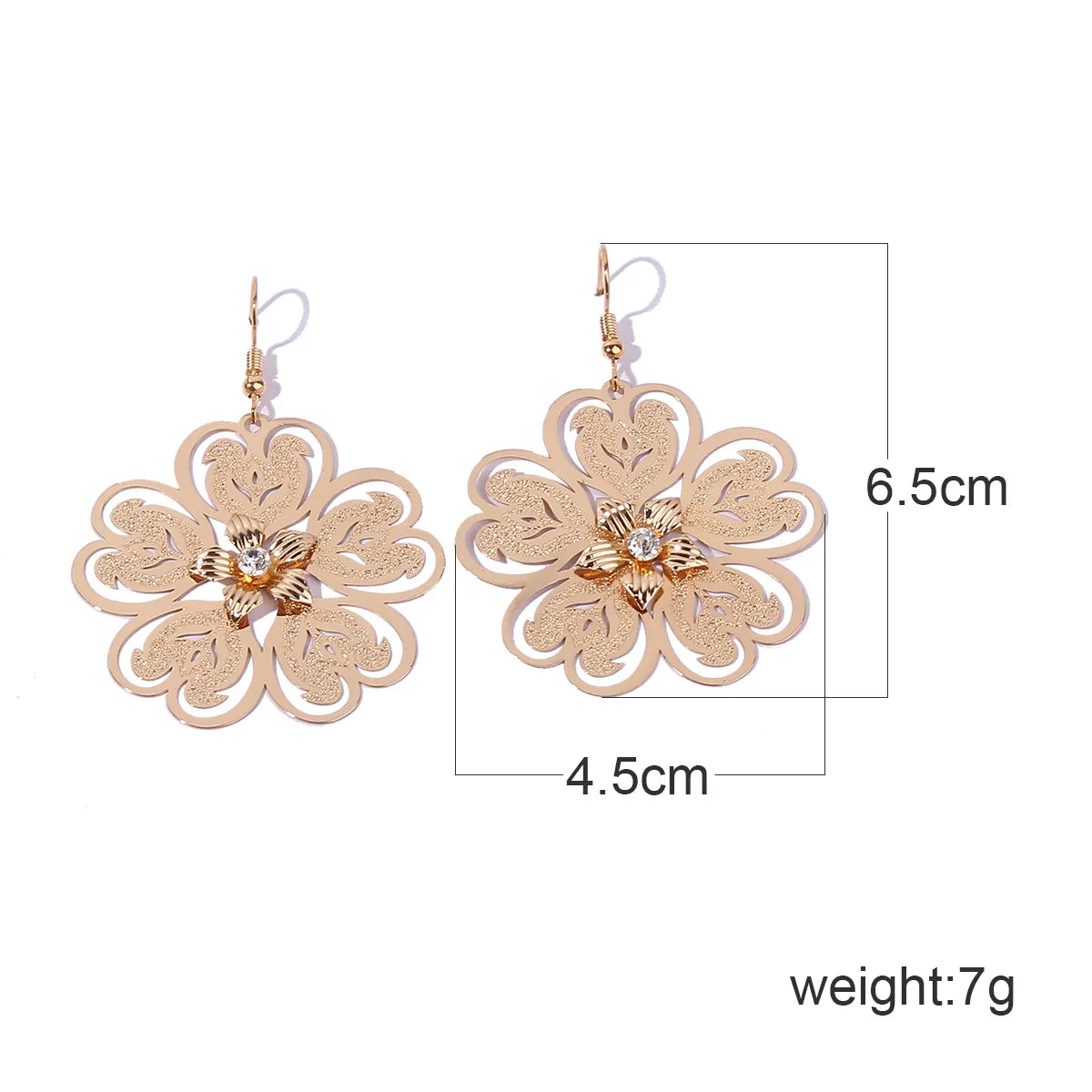 1 Pair Solid Color Flower Plating Inlay Copper Zircon Gold Plated Drop Earrings