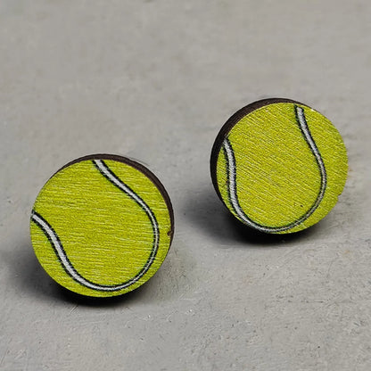 1 Pair Sports Geometric Wood Printing Women's Ear Studs