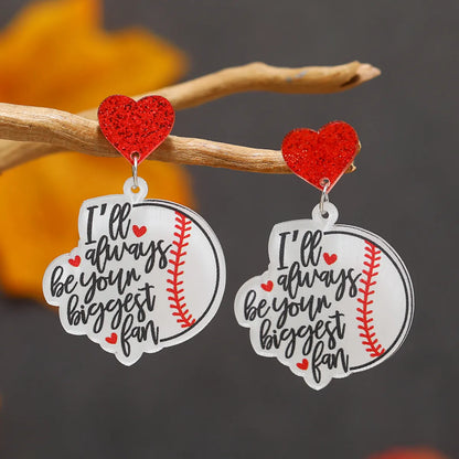 1 Pair Sports Letter Ball Arylic Drop Earrings