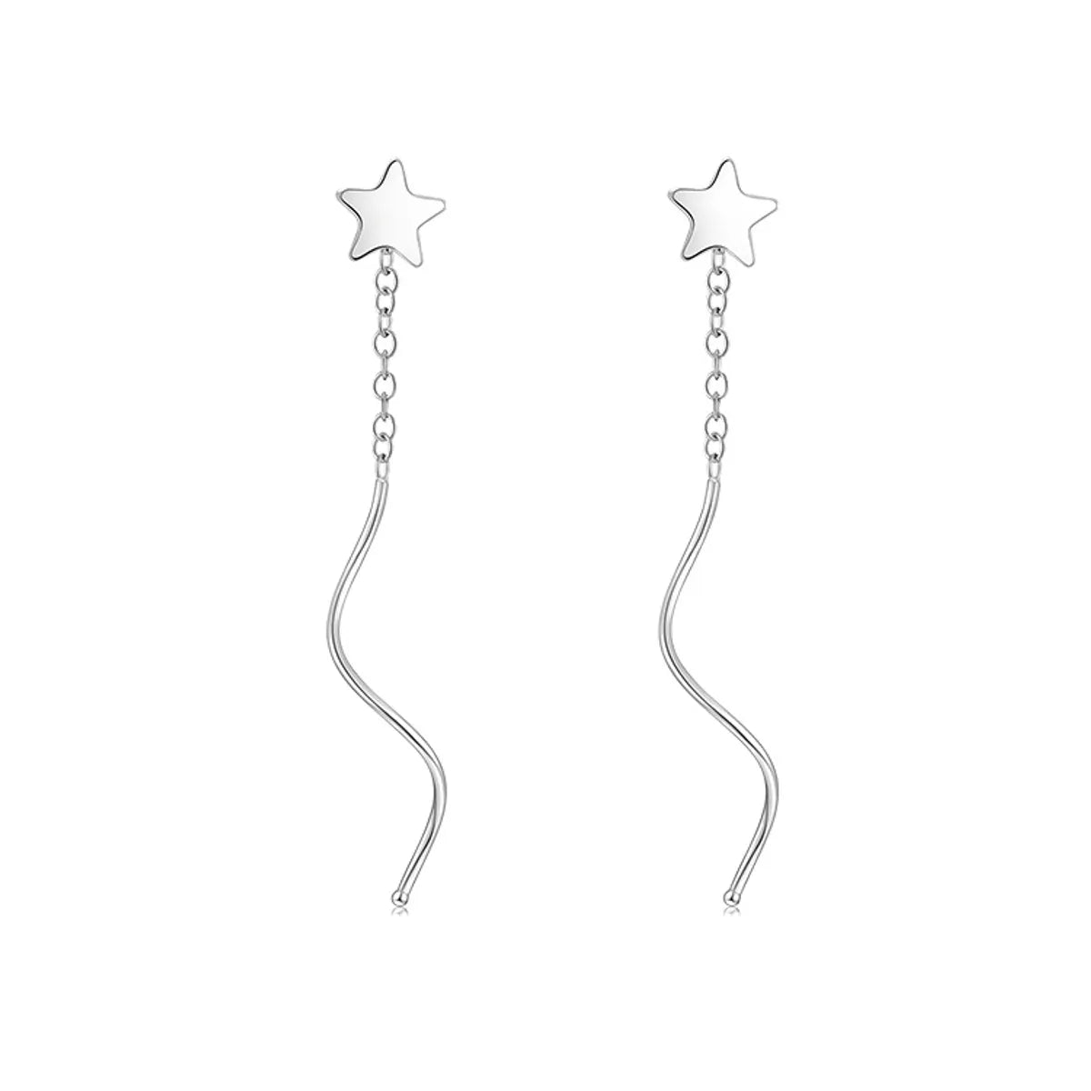 1 Pair Sterling Silver Geometric Star Heart Shape Ear Line