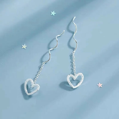 1 Pair Sterling Silver Heart Shape Ear Line