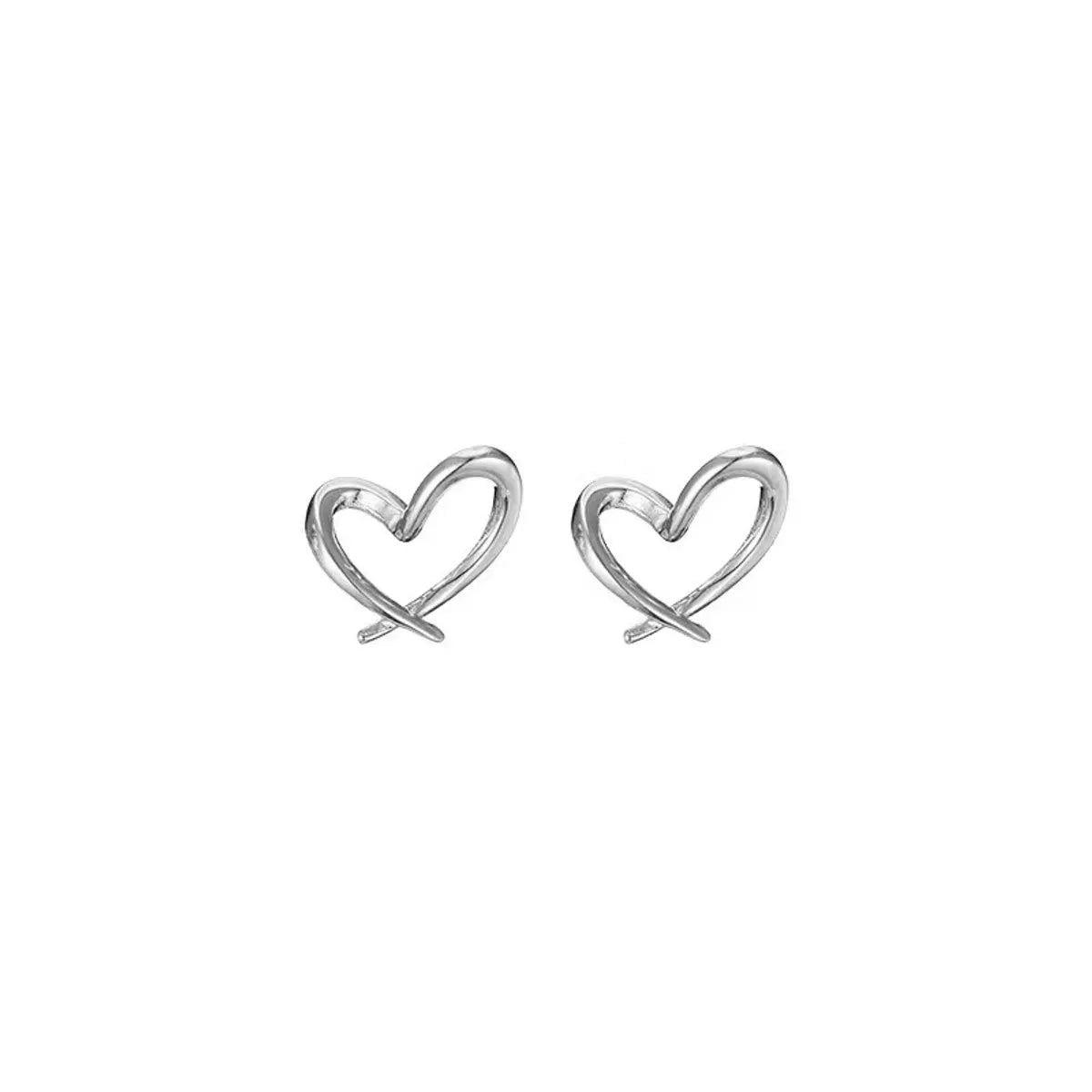 1 Pair Sterling Silver Heart Shape Ear Studs