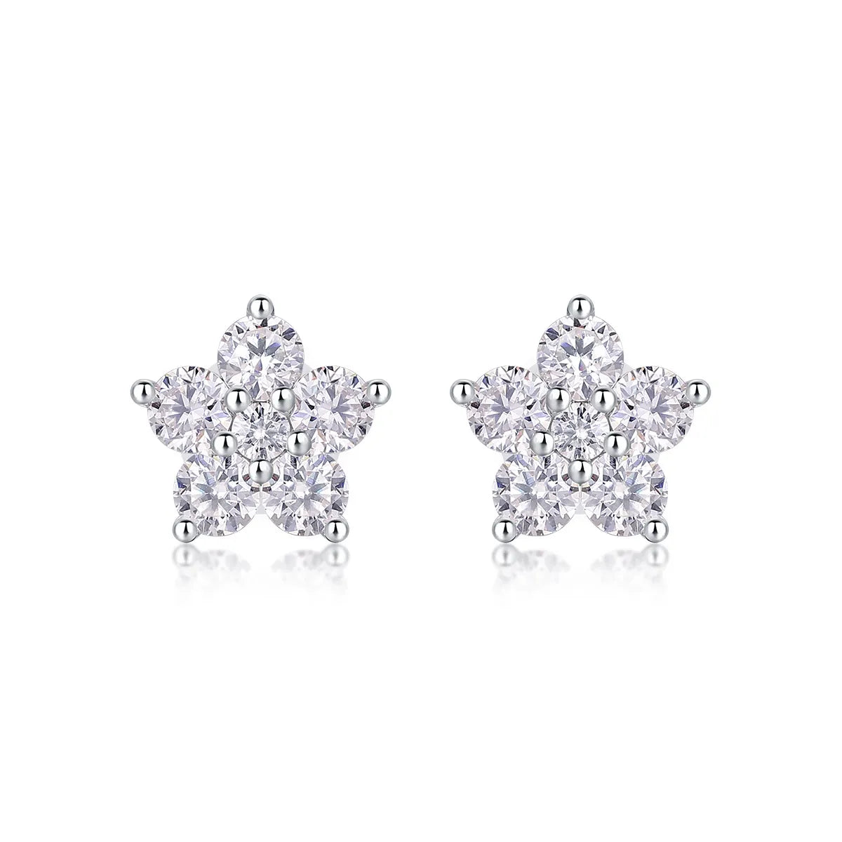 1 Pair Sterling Silver Moissanite Star Ear Studs