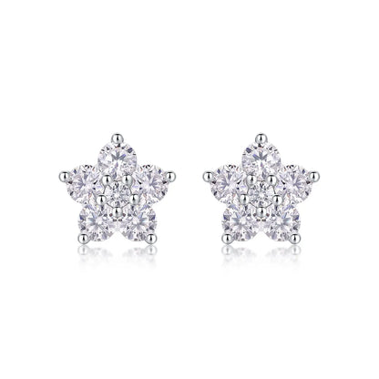 1 Pair Sterling Silver Moissanite Star Ear Studs