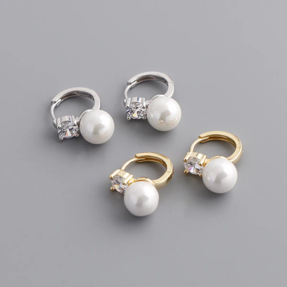 1 Pair Sterling Silver Pearl Solid Color Earrings