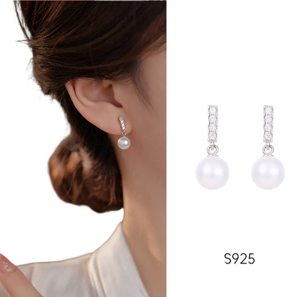 1 Pair Sterling Silver Shell Pearls Pearl Drop Earrings