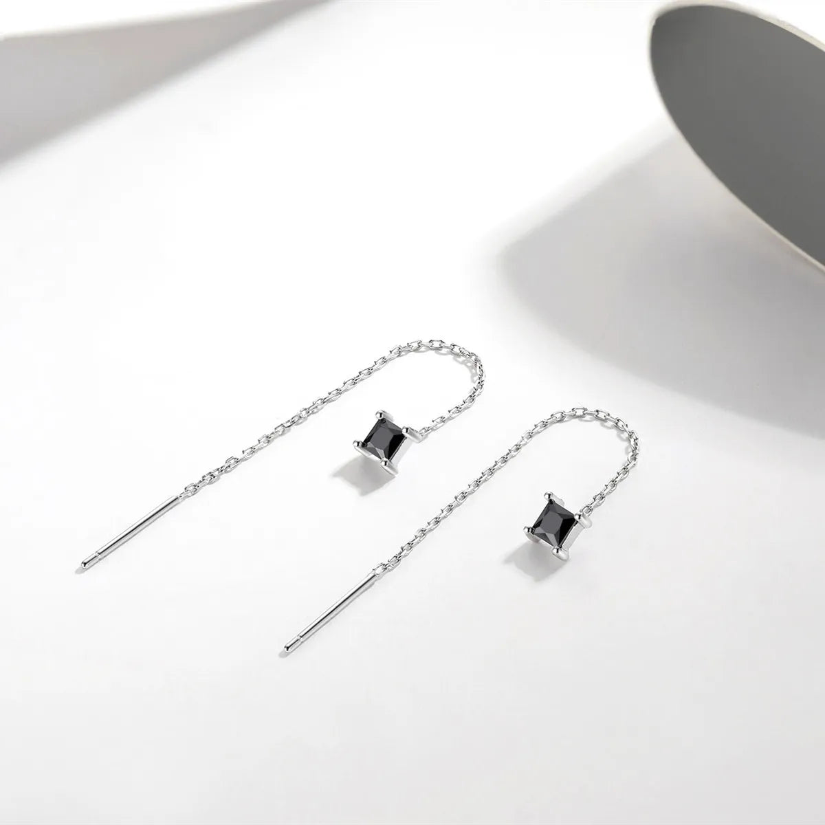 1 Pair Sterling Silver Zircon Geometric Ear Line