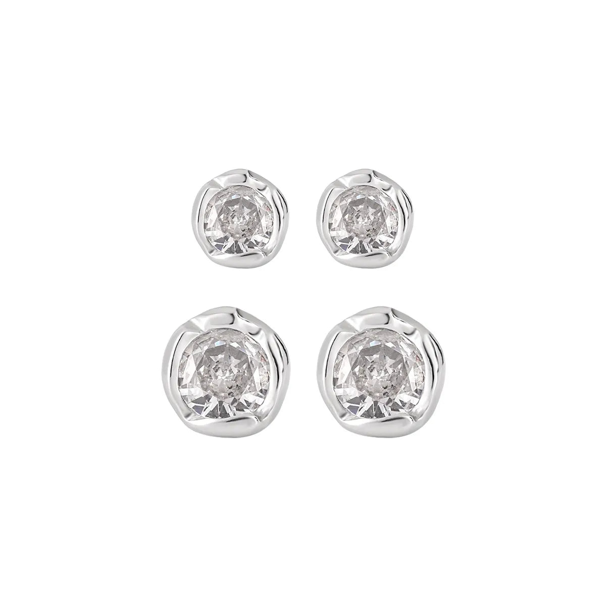 1 Pair Sterling Silver Zircon Geometric Ear Studs