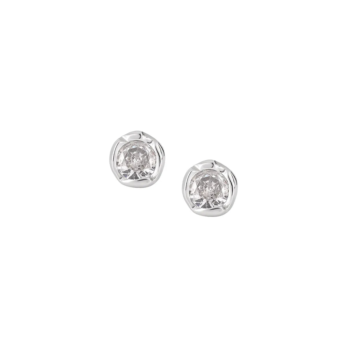 1 Pair Sterling Silver Zircon Geometric Ear Studs