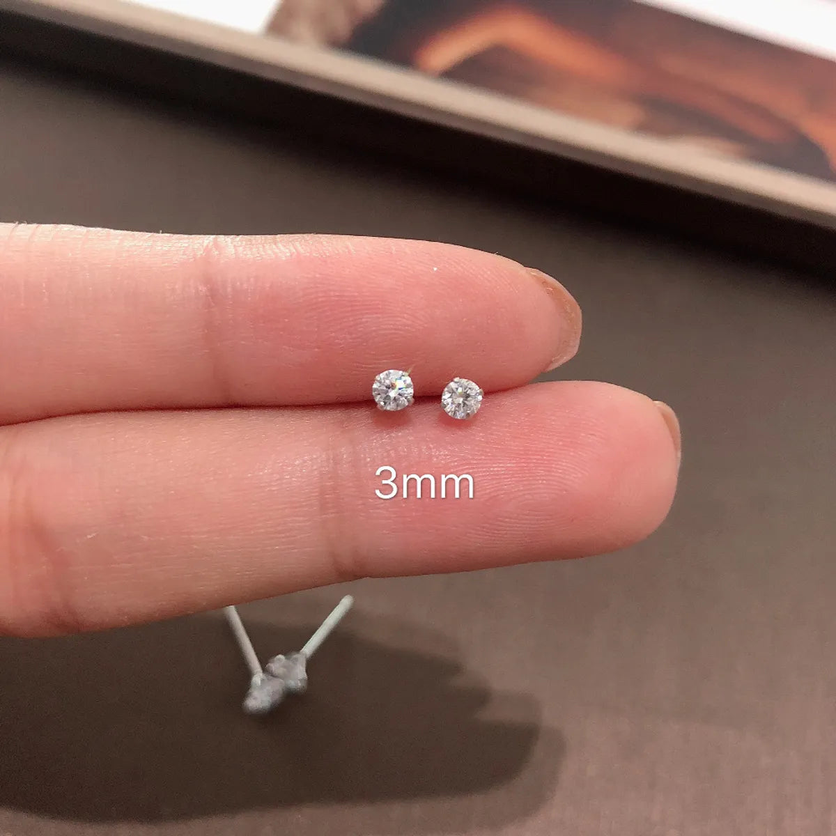 1 Pair Sterling Silver Zircon Geometric Ear Studs