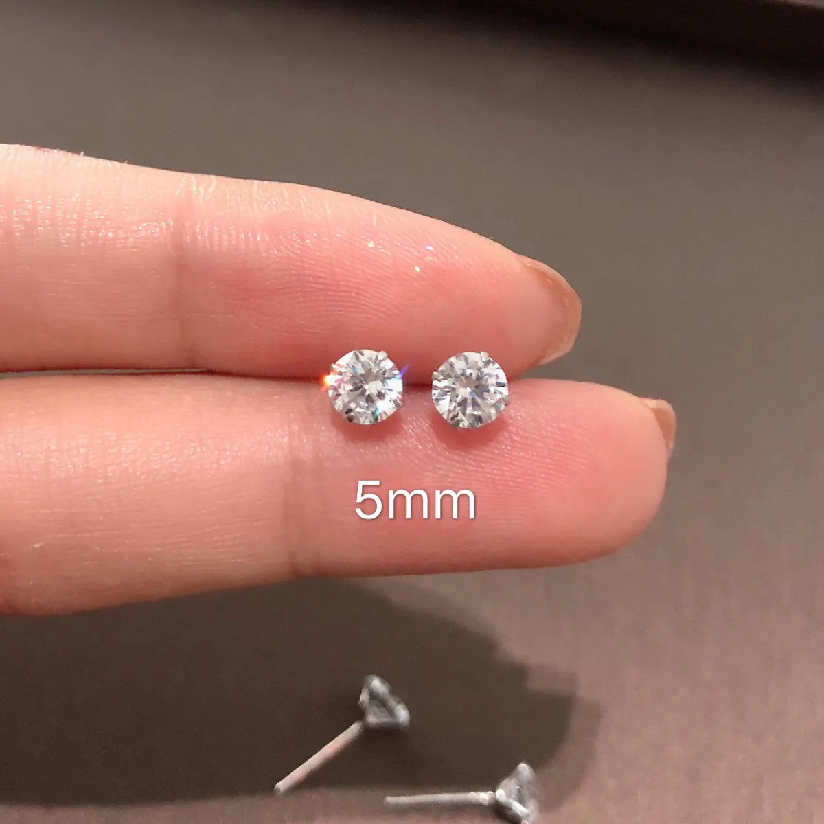 1 Pair Sterling Silver Zircon Geometric Ear Studs