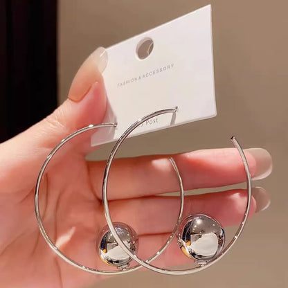 1 Pair Streetwear Ball Plating Alloy Hoop Earrings