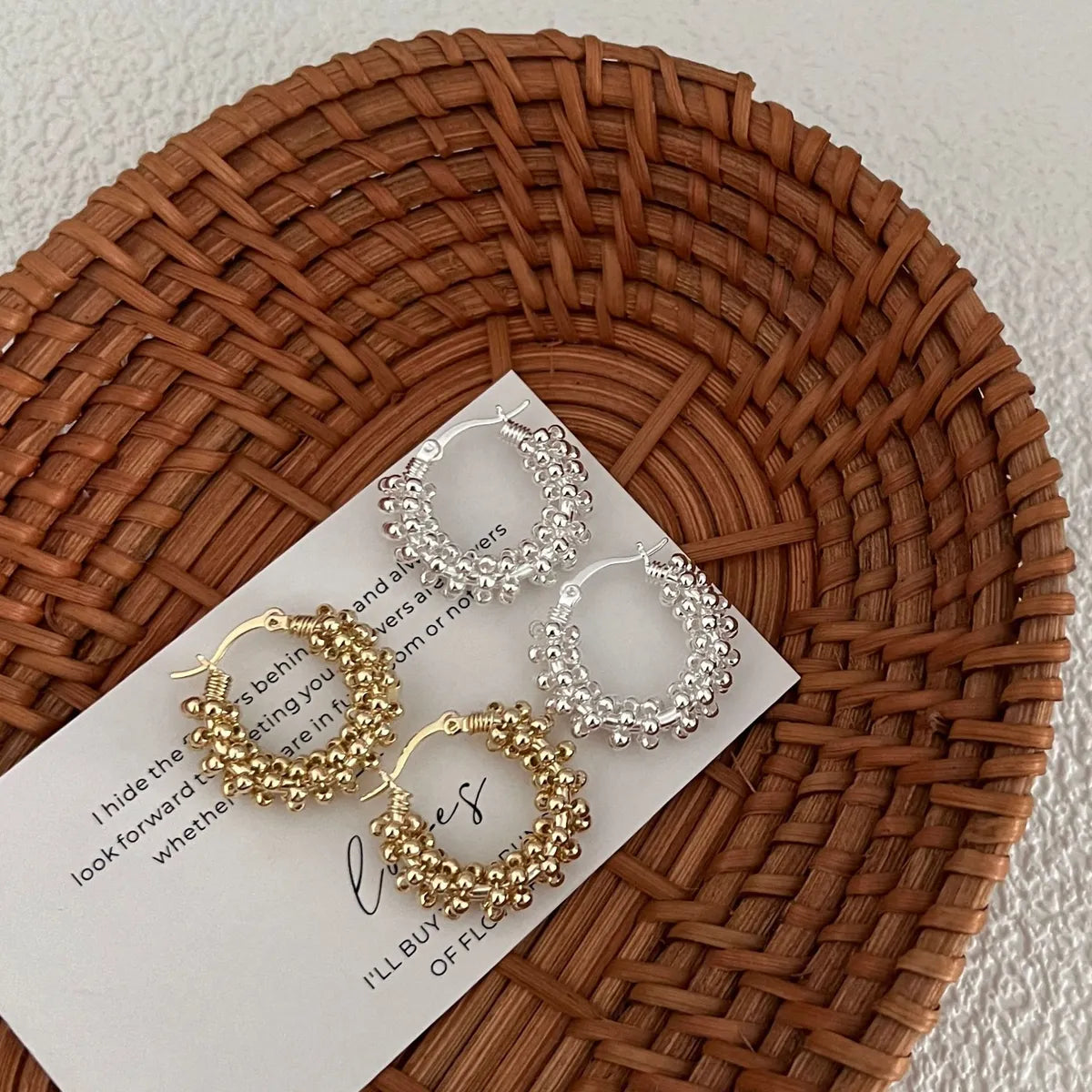 1 Pair Streetwear Ball Plating Copper Hoop Earrings