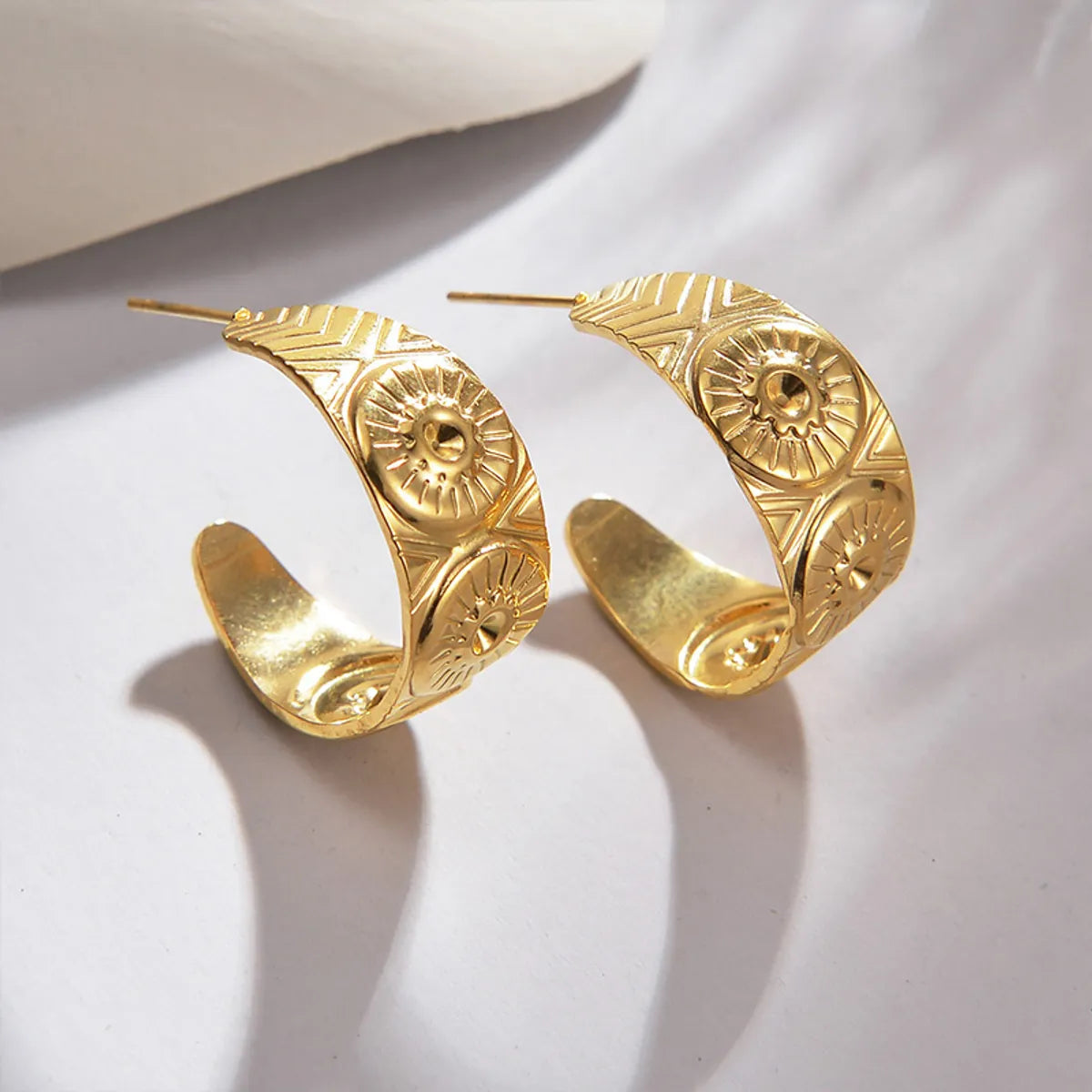 1 Pair Streetwear C Shape Plating Metal Stainless Steel 18k Gold Plated Ear Studs