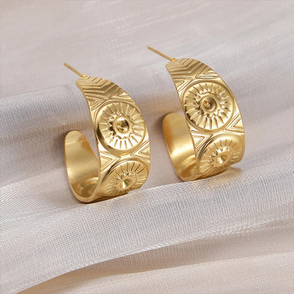 1 Pair Streetwear C Shape Plating Metal Stainless Steel 18k Gold Plated Ear Studs