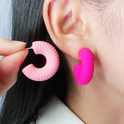 1 Pair Streetwear C Shape Spray Paint Arylic Ear Studs